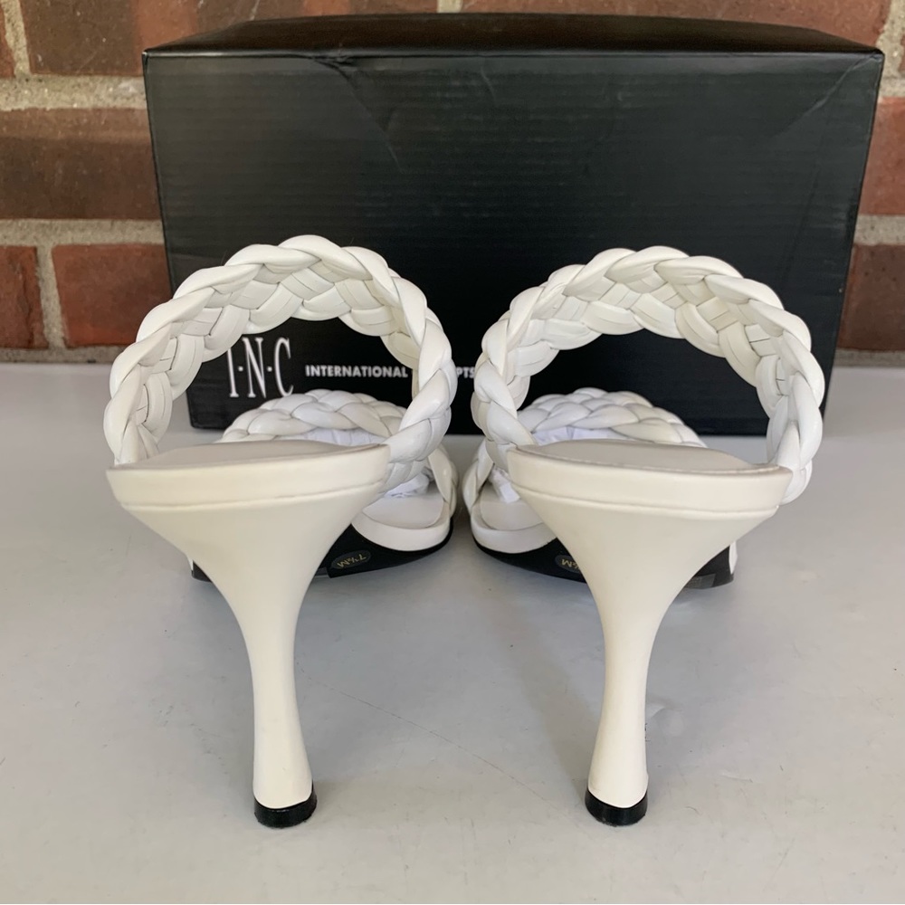 INC International Concepts White Braided Strap Heeled Sandals - Picture 5 of 10